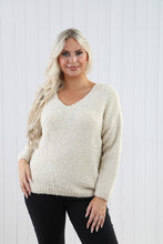 Goose Island 4566 Plain V-Neck Borg Alpaca Mix Chunky Knit Jumper (4 Colours)