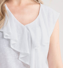 Marble 7376 Plain Fine Knit V-Neck Frill Front Sleeveless Top (3 Colours)