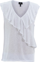 Marble 7376 Plain Fine Knit V-Neck Frill Front Sleeveless Top (3 Colours)