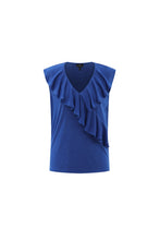 Marble 7376 Plain Fine Knit V-Neck Frill Front Sleeveless Top (3 Colours)