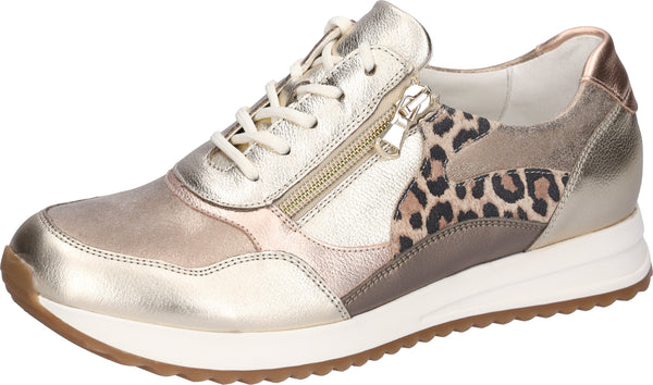 Waldlaufer H-Vicky 752016 500 210 Leather Metallic And Leopard Print Trainers