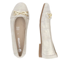 Remonte D0K10-90 Leather Soft Gold Metallic Ballet Pumps