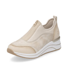 Remonte D0T08-61 Cream Multi Zip Front Wedge Trainers