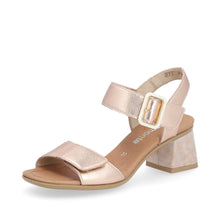 Remonte D1K51-31 Trento Rose Gold Metallic Leather Block Heel Sandals