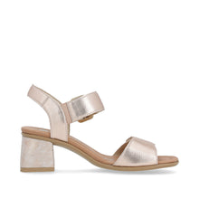 Remonte D1K51-31 Trento Rose Gold Metallic Leather Block Heel Sandals