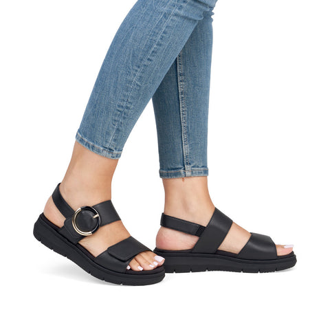 Remonte D2K50-00 Lugano Black Leather Sandals