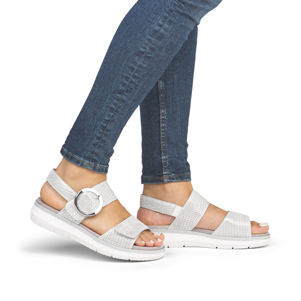 Remonte D2K50-91 Delphi Silver Leather Weave Effect Sandals