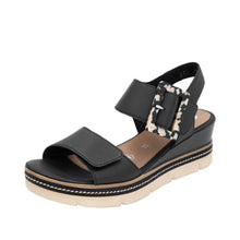 Remonte D2L53-00 Lugano Black Leather Wedge Sandals