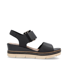 Remonte D2L53-00 Lugano Black Leather Wedge Sandals