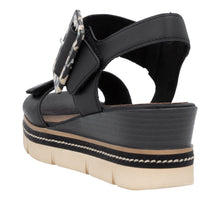 Remonte D2L53-00 Lugano Black Leather Wedge Sandals