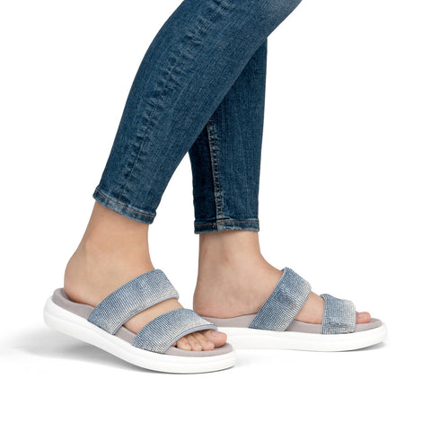 Remonte D2N50-14 Jeans Blue Diamante Slider Sandals