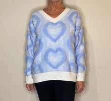 V-Neck Embossed scattered heart Design jumper (2 Colours)