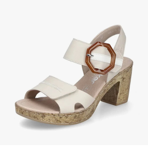 Rieker 66876-60 Alabama Light Beige Block Heel Sandals