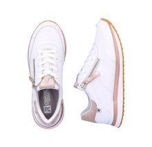 Rieker Evolution 42505-80 White And Rose Gold Leather Trainers