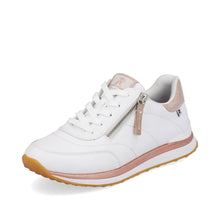 Rieker Evolution 42505-80 White And Rose Gold Leather Trainers