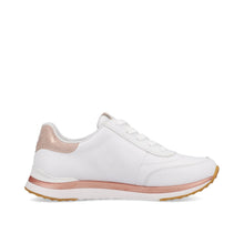 Rieker Evolution 42505-80 White And Rose Gold Leather Trainers