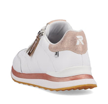 Rieker Evolution 42505-80 White And Rose Gold Leather Trainers