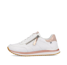 Rieker Evolution 42505-80 White And Rose Gold Leather Trainers