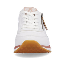 Rieker Evolution 42505-80 White And Rose Gold Leather Trainers