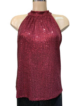 Sequin Halter Neck Sleeveless Bow Back Stretchy Top (3 Colours)