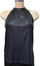 Sequin Halter Neck Sleeveless Bow Back Stretchy Top (3 Colours)