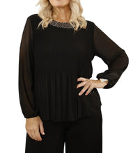 Chiffon Blouse With Sequin Neckline (2 Colours)