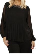 Chiffon Blouse With Sequin Neckline (2 Colours)