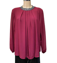 Chiffon Blouse With Sequin Neckline (2 Colours)