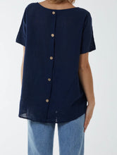 Plain Cotton Round Neck Button Back Top (3 Colours)