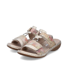 Rieker 659X6-90 Beige Metallic Multi Slip-On Sandals