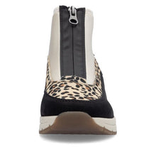 Rieker N9362-90 Leopard Combination Zip Front Wedge Trainer Boot