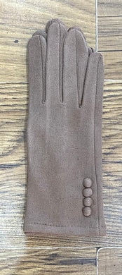 Super Stretchy Plain Suedette Gloves With Button Detail (2 Colours)