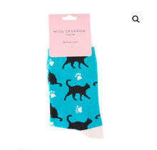 Miss Sparrow SKS473 Cat And Paw Prints Bamboo Socks (2 Colours)