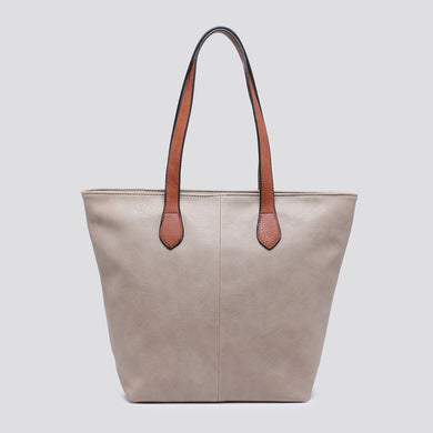 Plain Shopper Style Bag With Tan Handles (7 Colours)