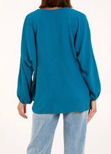 Plain V-Neck Stretchy Tie Front Long Sleeve Blouse (4 Colours)