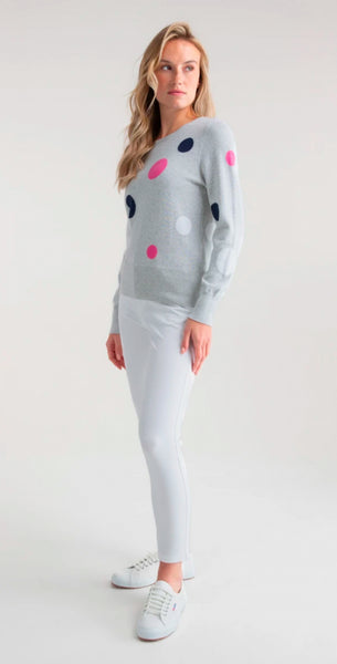 Marble 7872 Cotton Multicoloured Polka Dot Fine Knit Jumper (2 Colours)