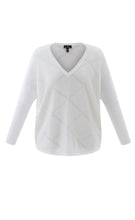 Marble 7893 Plain Cotton V-Neck Pointelle Design Loose Fit Jumper (2 Colours)