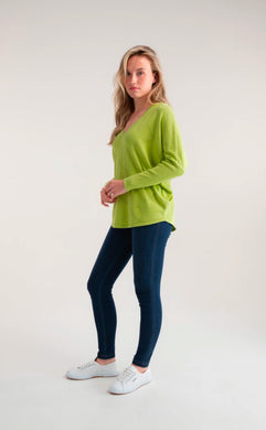 Marble 7893 Plain Cotton V-Neck Pointelle Design Jumper (2 Colours)