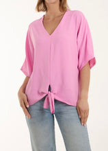 Plain V-Neck Stretchy Tie Front Blouse (3 Colours)