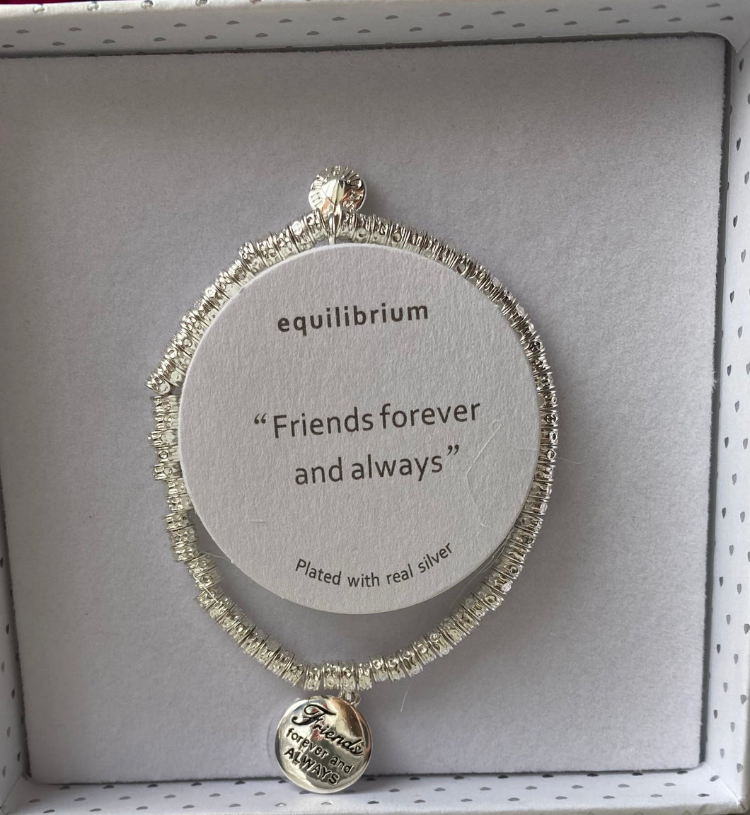 Silver Plated Engraved (Friends For Ever And Always) Pendant Bracelet