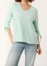 Broderie Anglaise Plain Stretchy V-Neck Tie Sleeve Top (3 Colours)