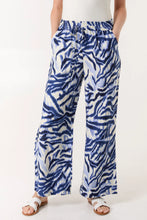 Blue Abstract Animal Print Wide Leg Trousers