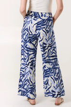 Blue Abstract Animal Print Wide Leg Trousers