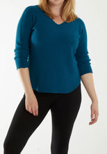 Plain V-Neck Jumper With Stitching Detail (12 Colours)