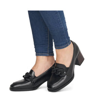 Remonte D0V00-01 Black Leather Block Heeled Shoes