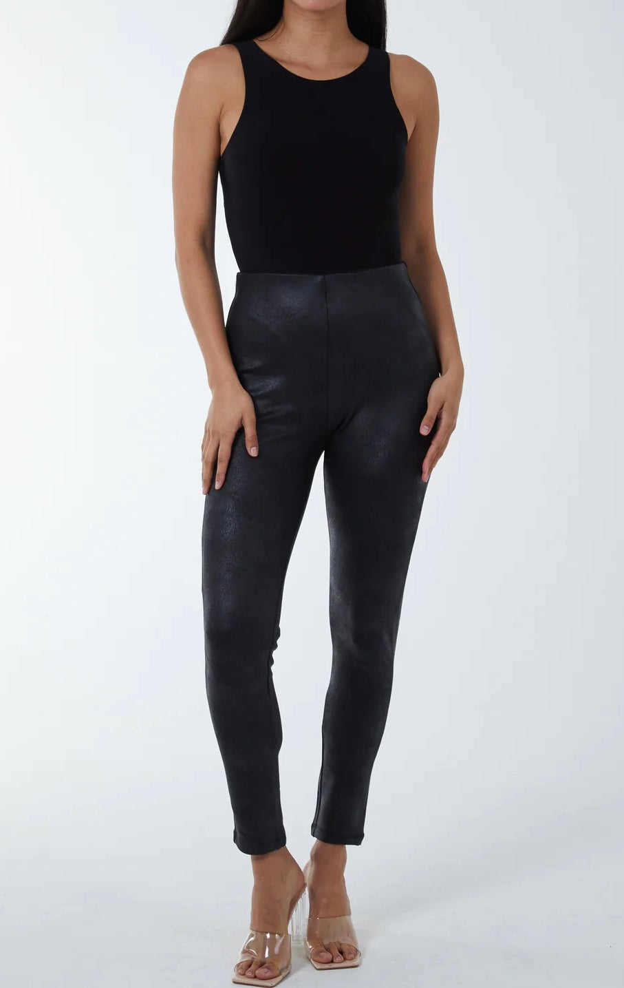 & Accessories Based Leggings – in Black Shoes, Matte Fashion Leather Look Leeds Missy Online: