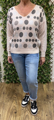 V-Neck Spotty Jumper (3 Colours)