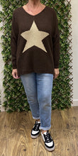 Julia V-Neck Soft Gold Lurex Large Star Jumper (5 Colours)