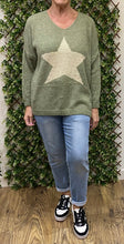 Julia V-Neck Soft Gold Lurex Large Star Jumper (5 Colours)