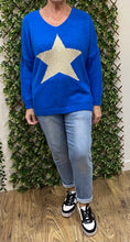 Julia V-Neck Soft Gold Lurex Large Star Jumper (5 Colours)